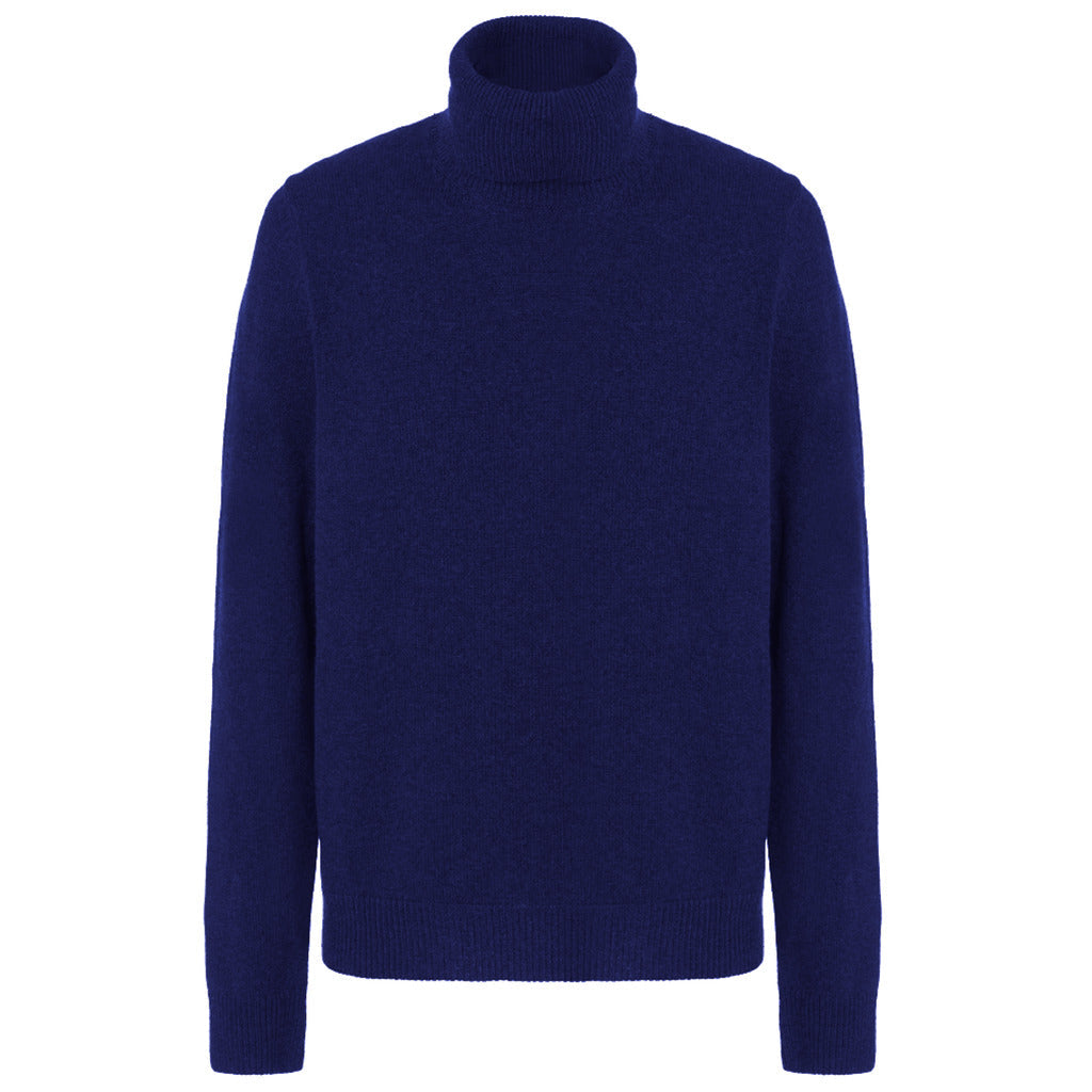 Malo Turtleneck Sweater Navy Wool Cashmere