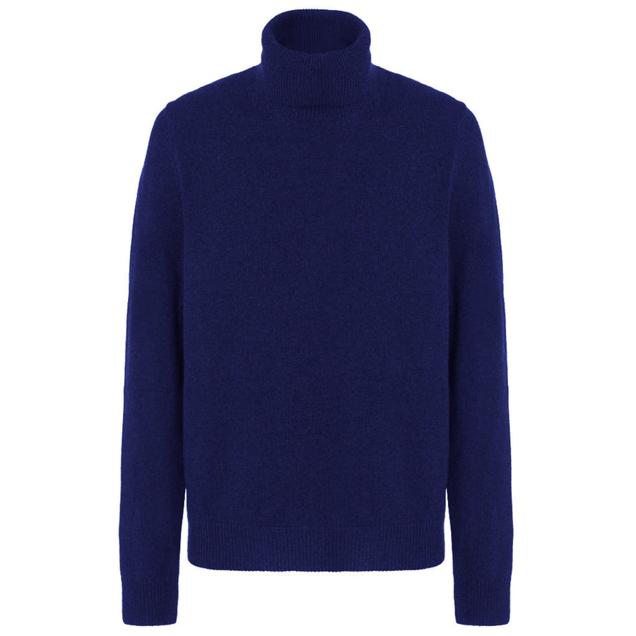 Malo Turtleneck Sweater Navy Wool Cashmere