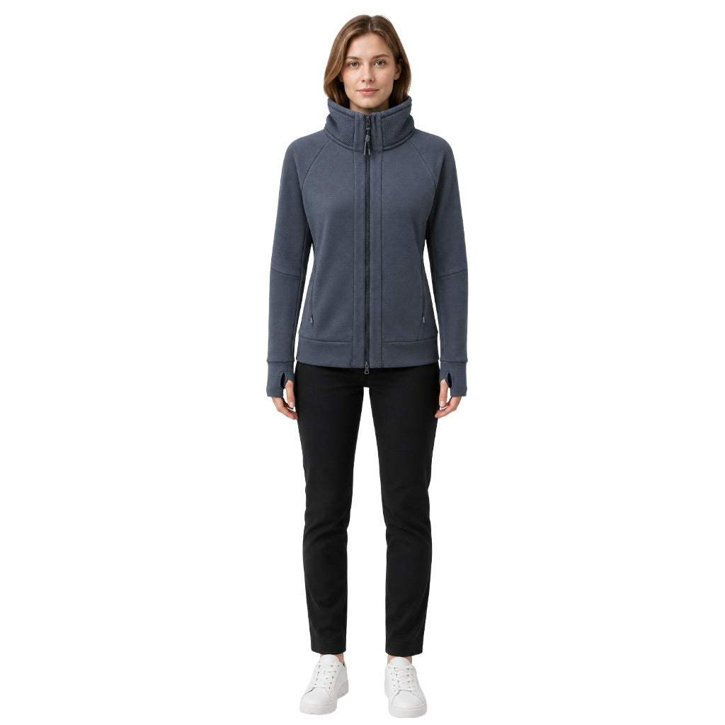 Parajumpers – blue zip-up sweatshirt with high collar – full-length view worn by model