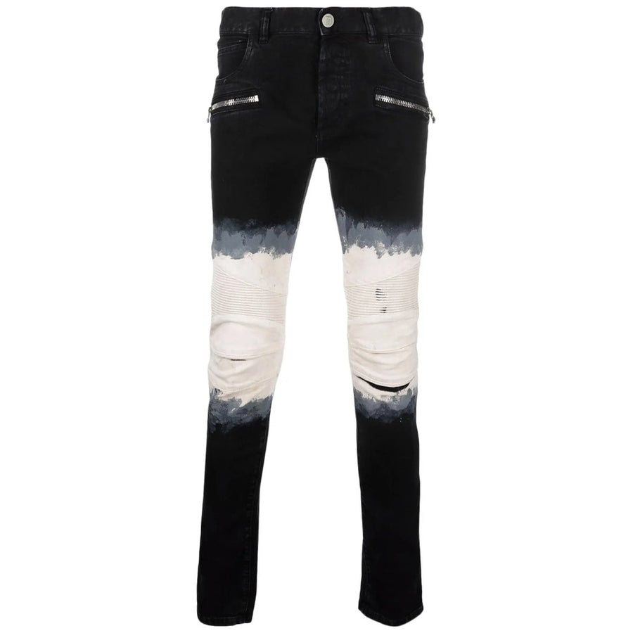 balmain - jeans black and white tie-dye