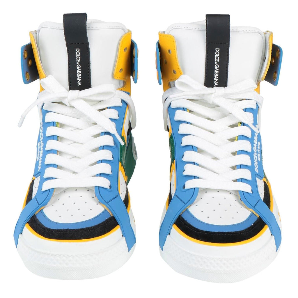 Dolce & Gabbana High-Top Sneakers in Multicolor Calfskin