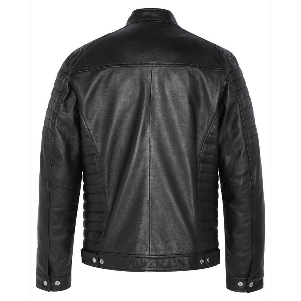 schott nyc - BIKER JACKET WITH QUILTED SLEEVES