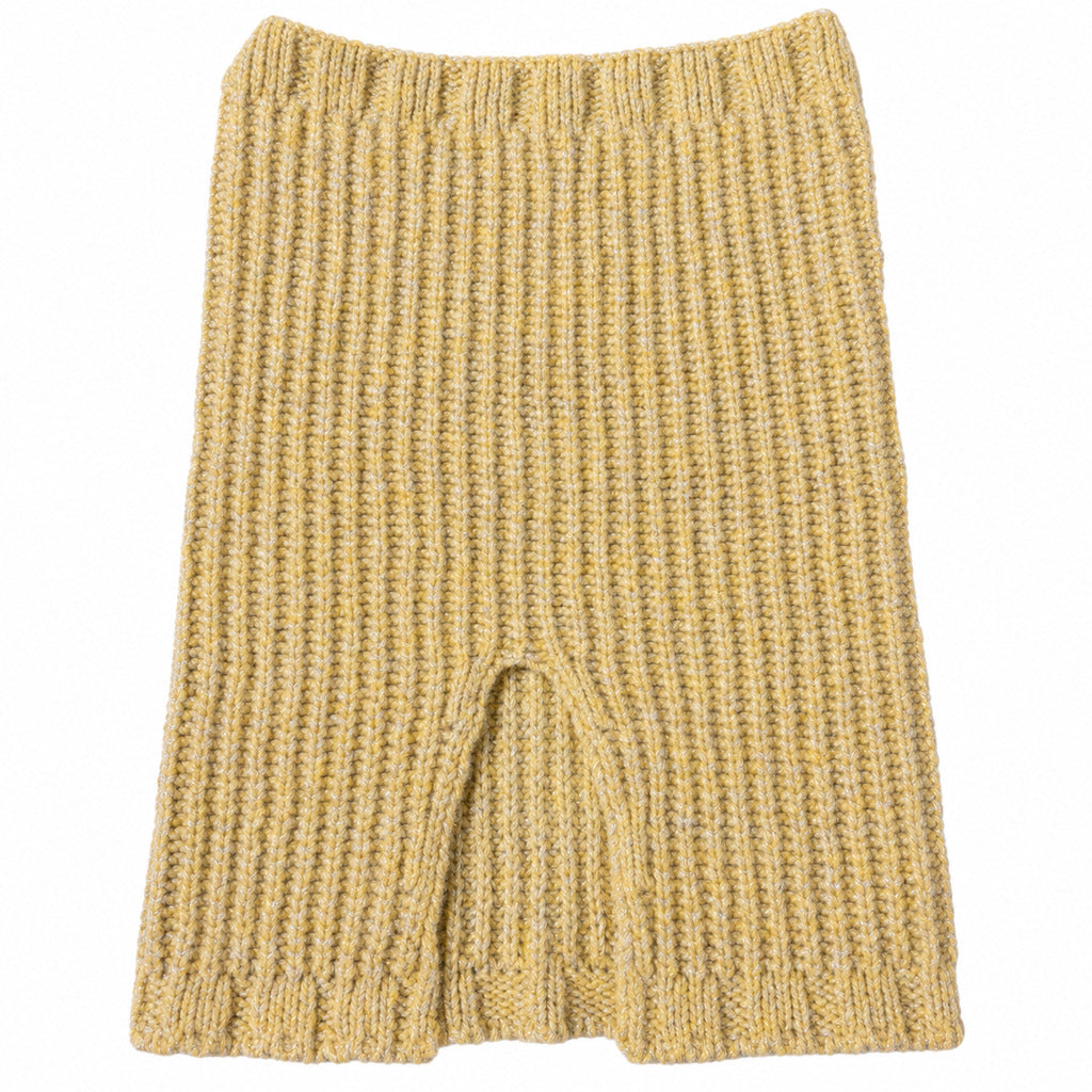 Anna Molinari – yellow metallic wool neck warmer – flat ribbed knit front view