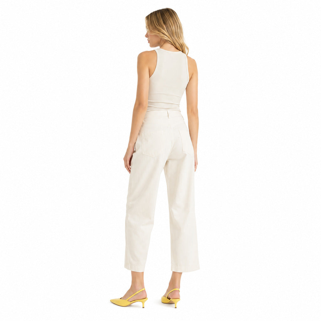Pinko – beige tank top – back view showing high neckline and fitted waist