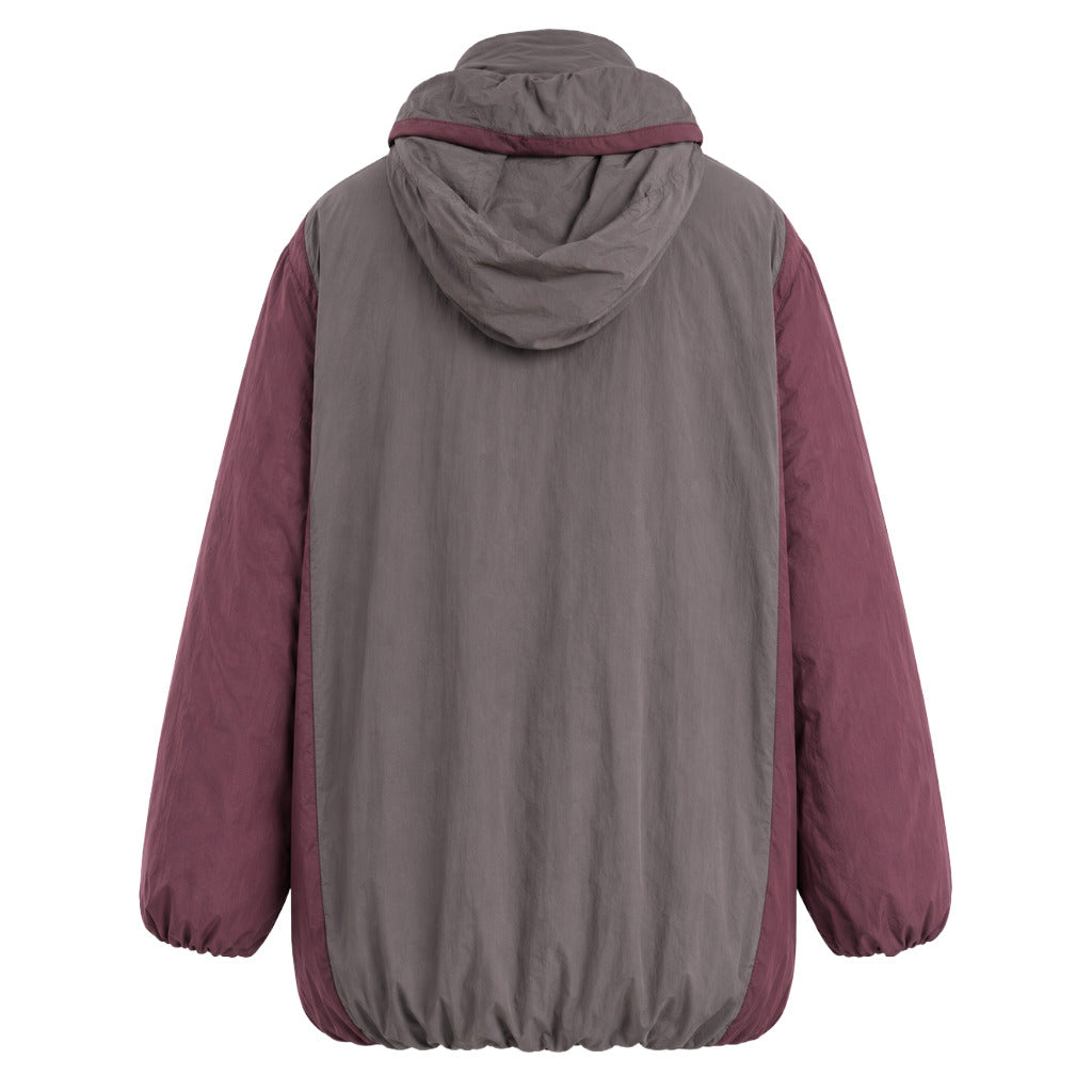 Parajumpers – Itsuki burgundy down jacket with hood – Back view showing contrasting hood and burgundy body