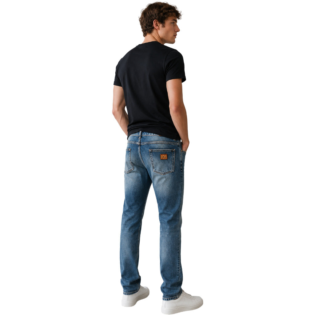 Dolce & Gabbana – blue cotton ripped jeans – rear view showing back pockets and label