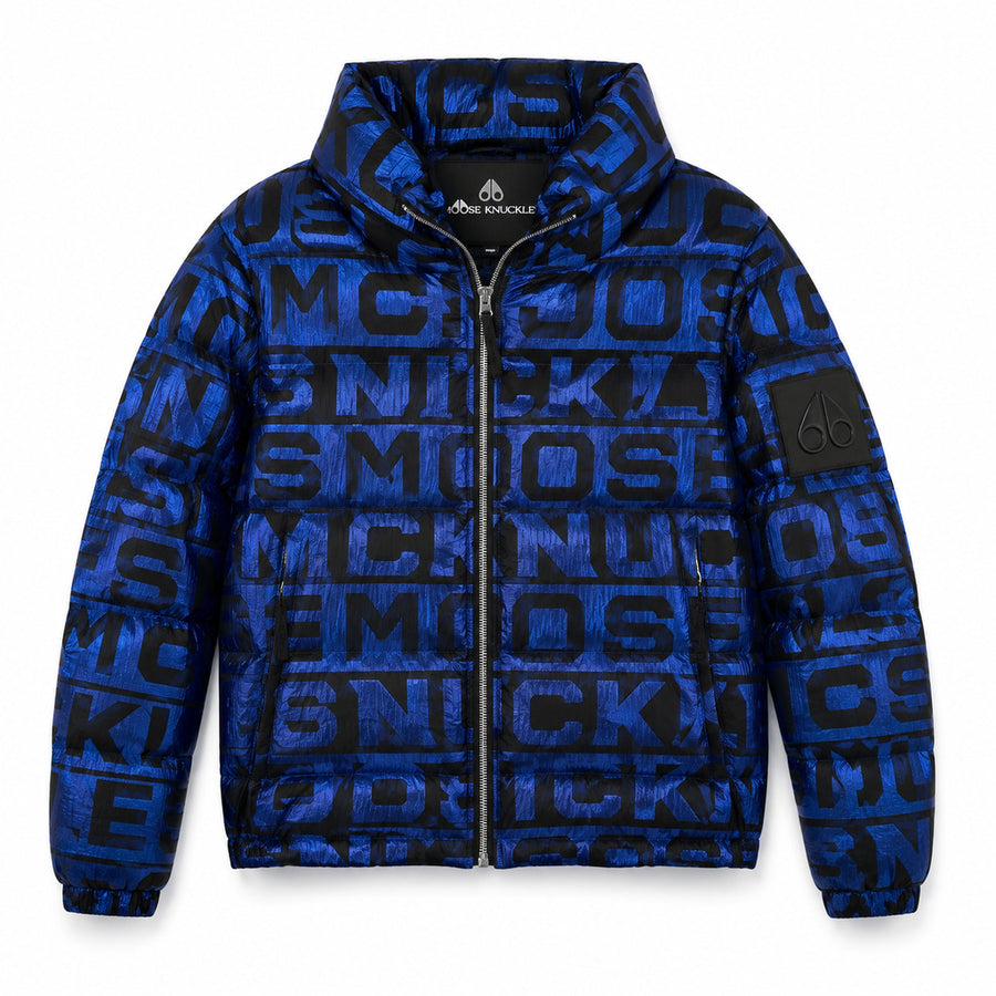 Moose Knuckles Blue Logo Print Jacket