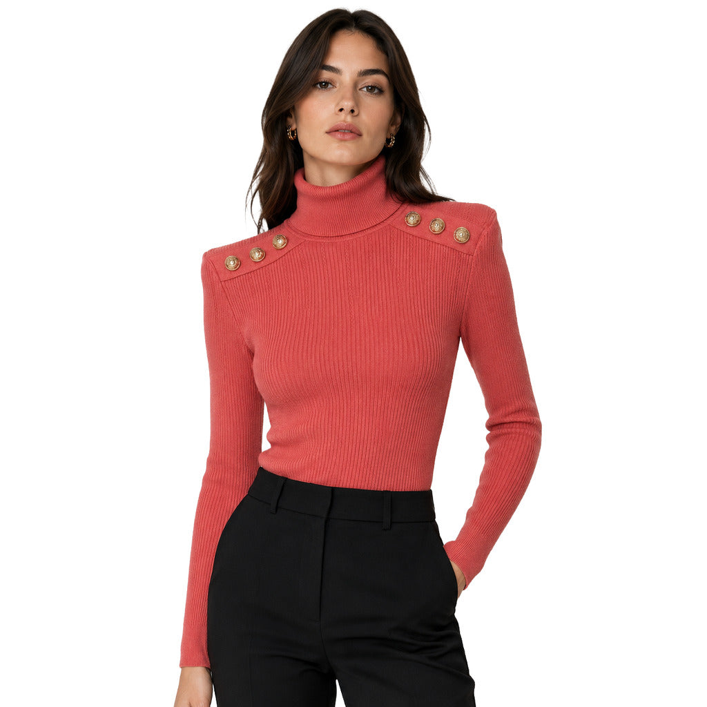 Balmain Pink Ribbed Crew-Neck Sweater
