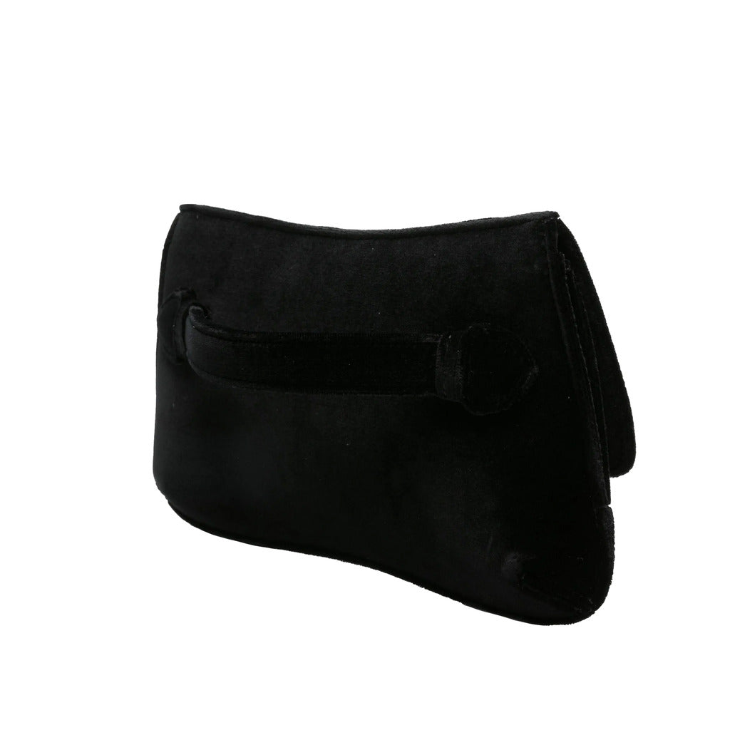 Emporio Armani – black velvet clutch bag – rear view with back strap