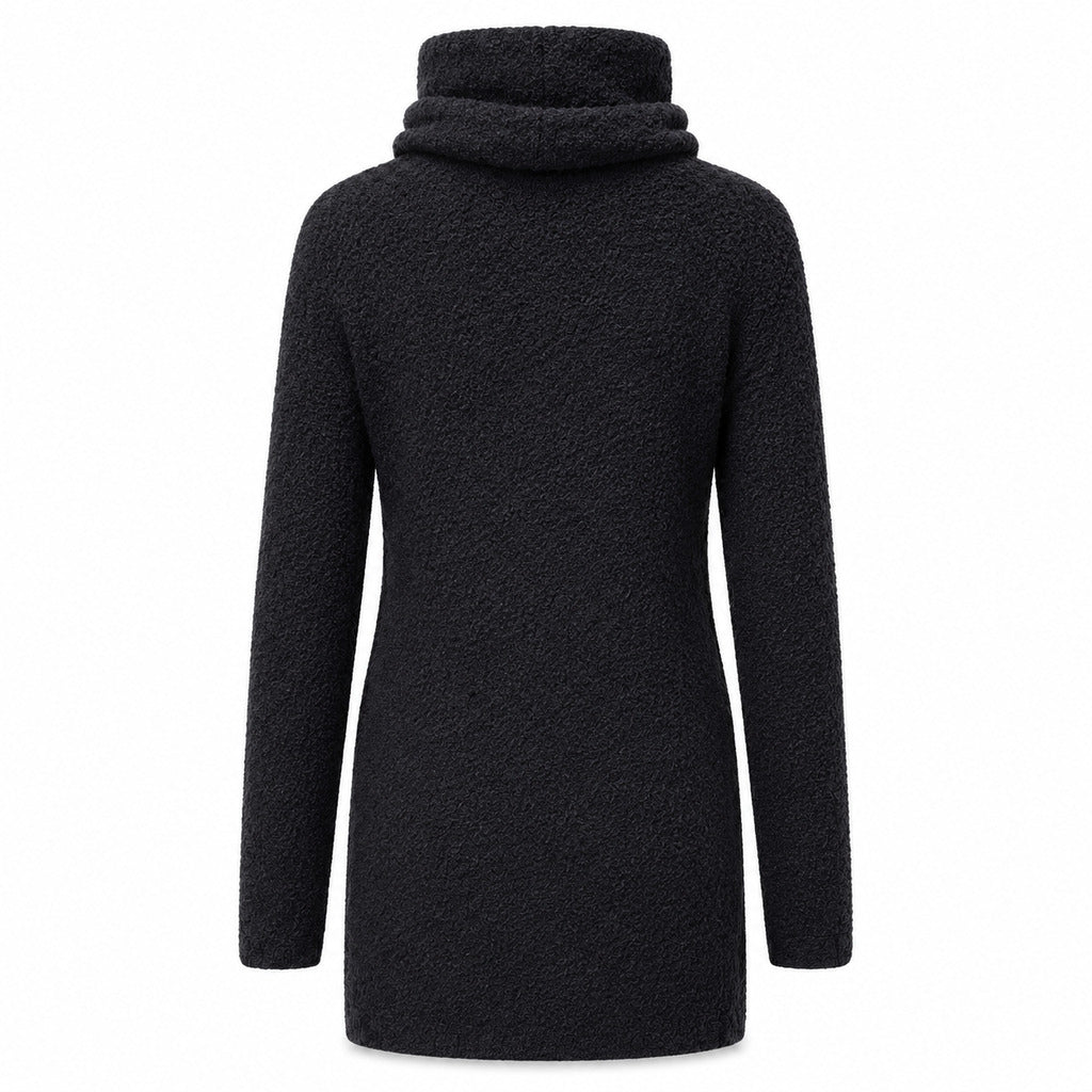 Dolce & Gabbana – black bouclé high-neck dress – back packshot with long sleeves
