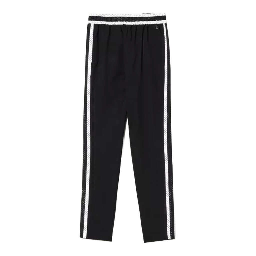 Twinset – black side-band trousers – flat front view with contrasting white stripes