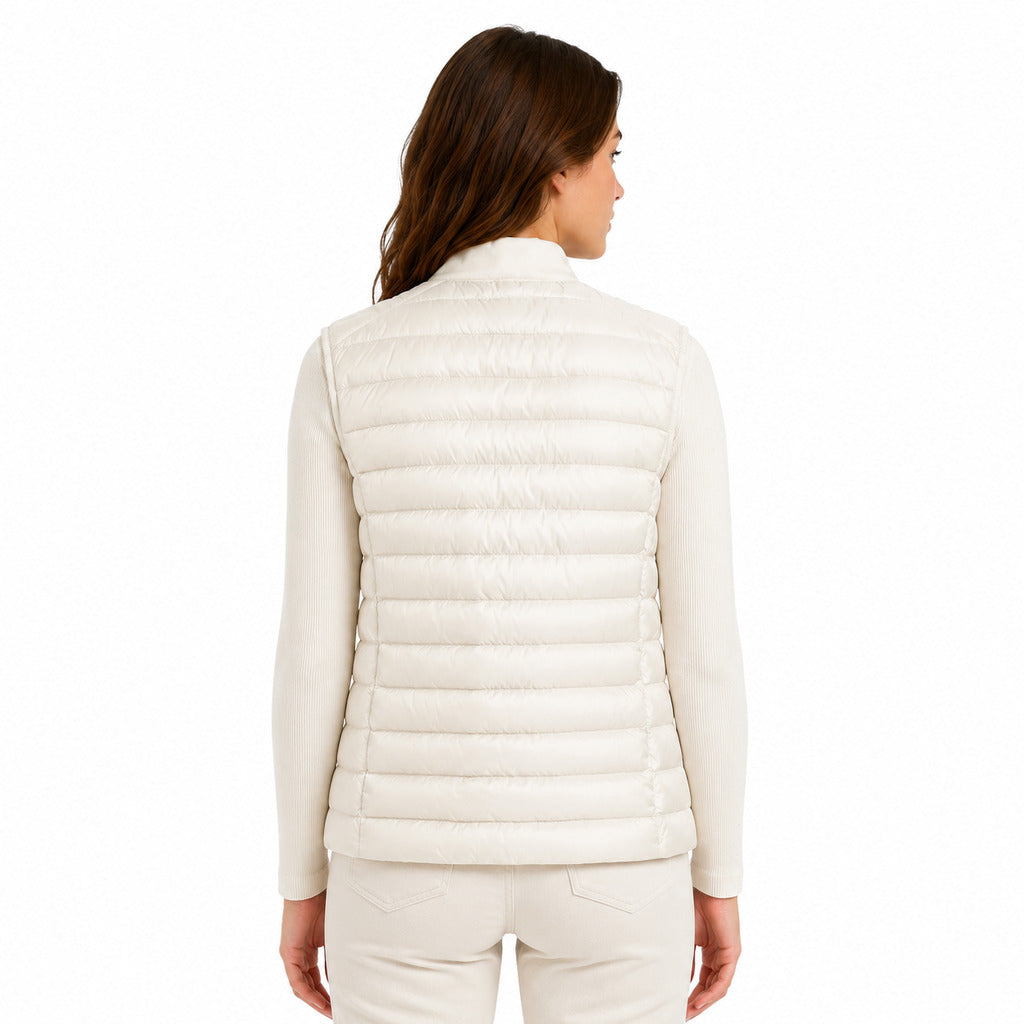 Parajumpers – Rosanna white quilted sleeveless vest – model wearing it from behind