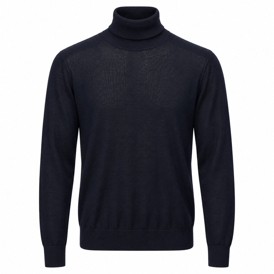 Dolce & Gabbana – Wool Turtleneck in Midnight Blue – front packshot on white background