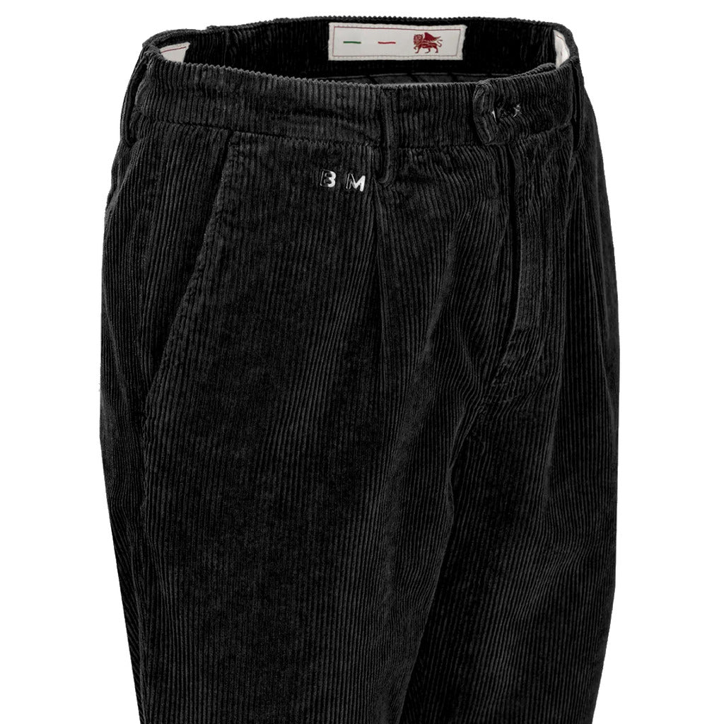 Tramarossa – Alberto Cotton Velvet Chino Pants – angled close-up of black waistband and front pleats