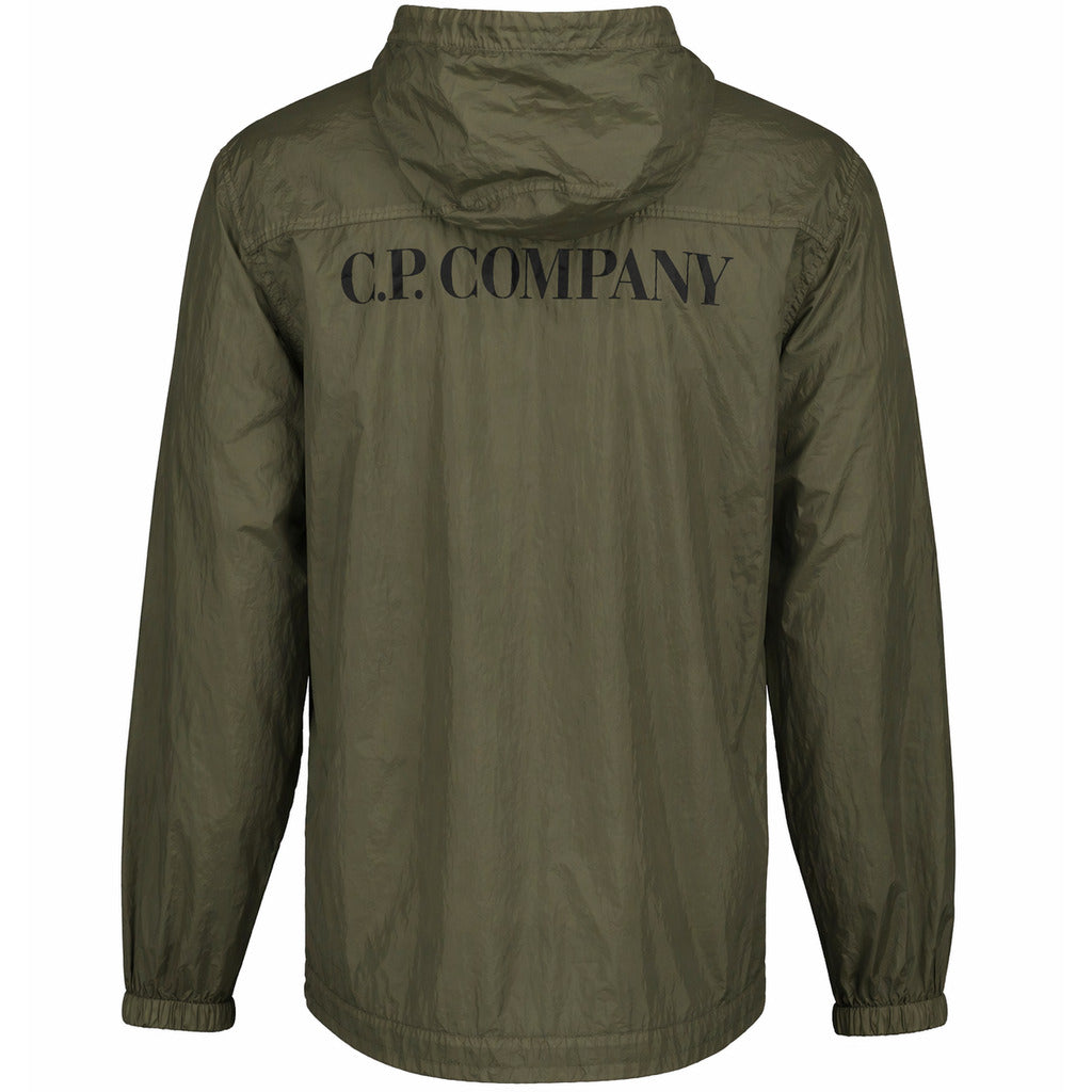 C.P. Company – olive hooded jacket with crinkled texture – rear view with large back logo