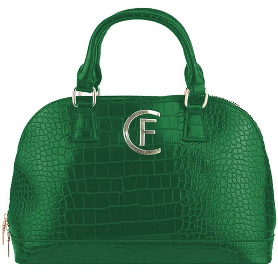 Cristina Effe – Bridget crocodile-effect faux leather handbag – green front view