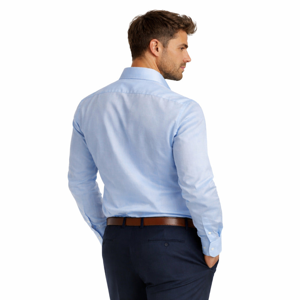 Bagutta – Walter light blue Oxford shirt – back view worn by model