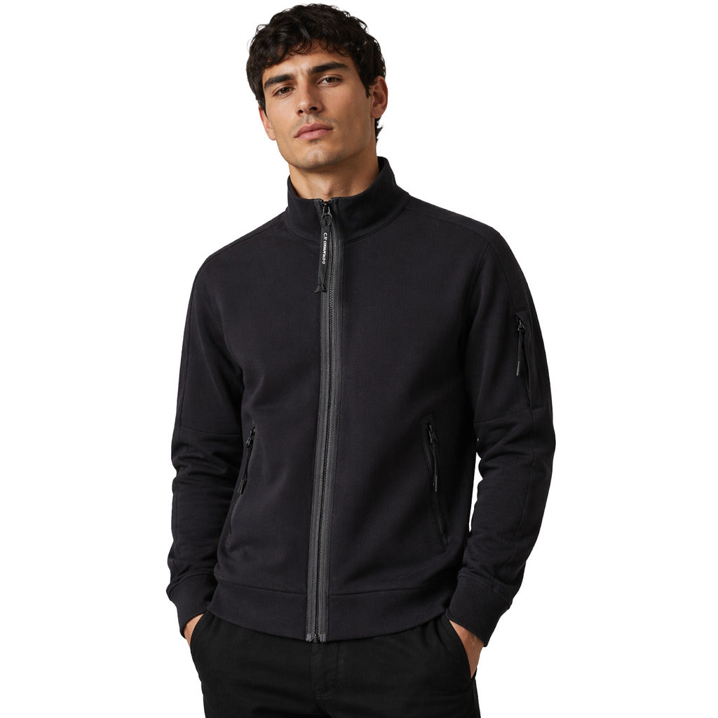 C.P. Company Diagonal Stripe Fleece Sweatshirt in Black