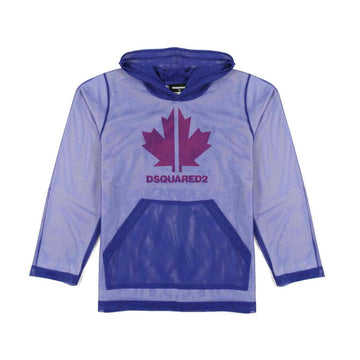 Dsquared2 – blue mesh slouch-fit T-shirt – front maple-leaf graphic