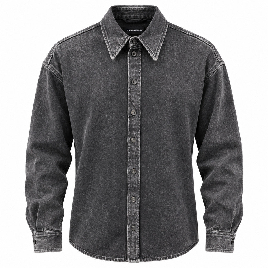 Dolce & Gabbana – black denim jacket – front packshot with button closure