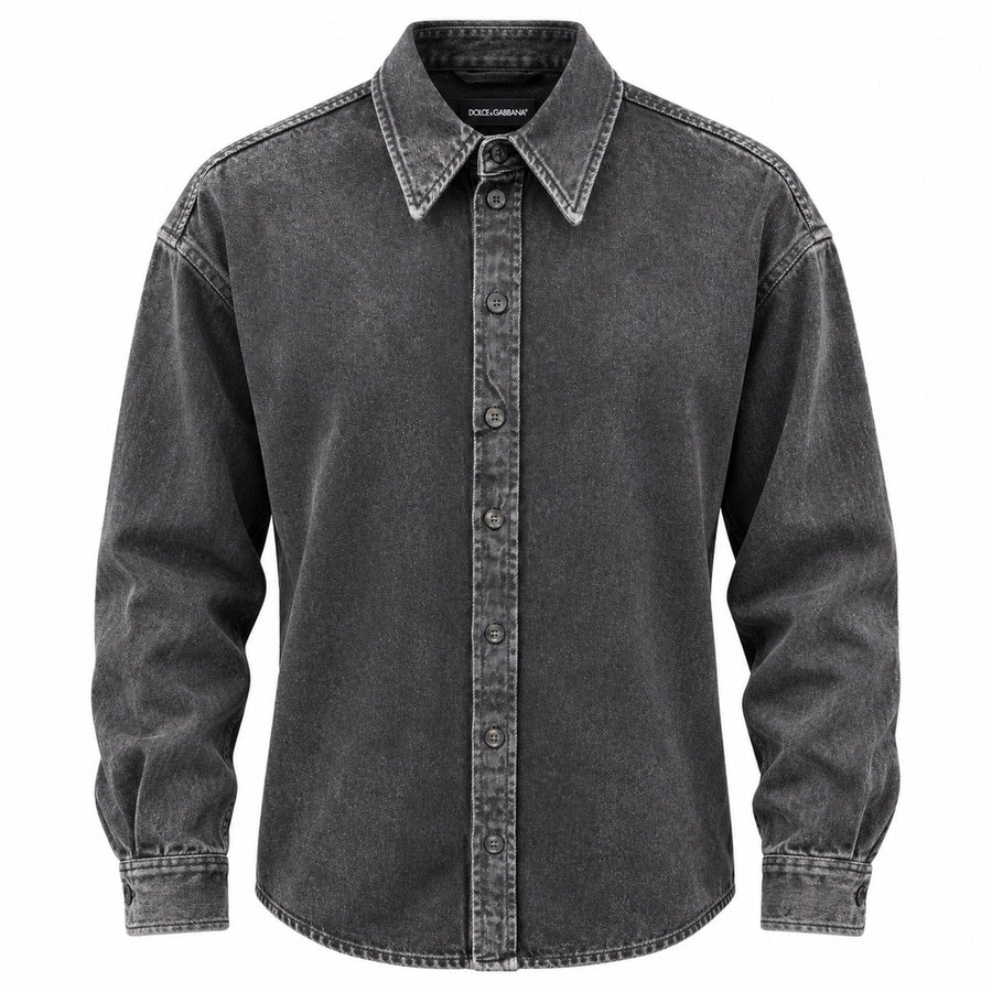 Dolce & Gabbana – black denim jacket – front packshot with button closure