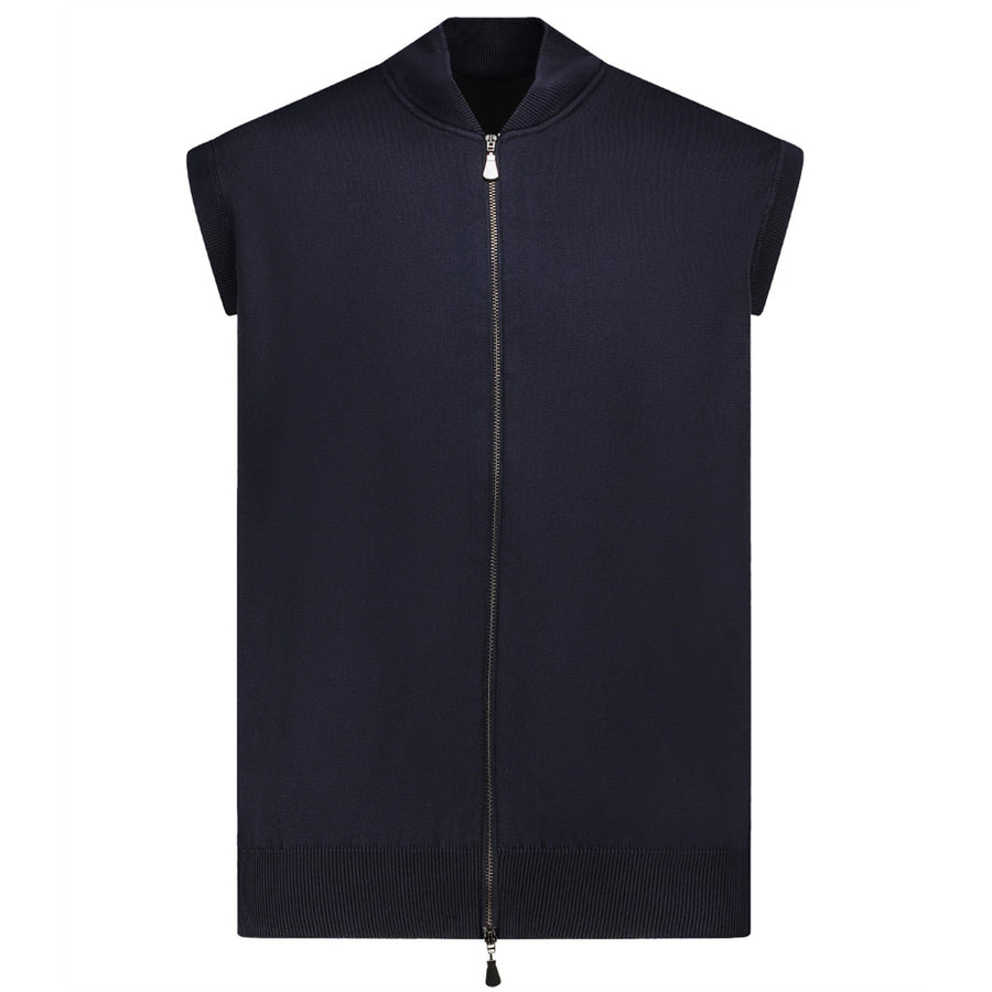 alpha studio - gilet con zip blu notte
