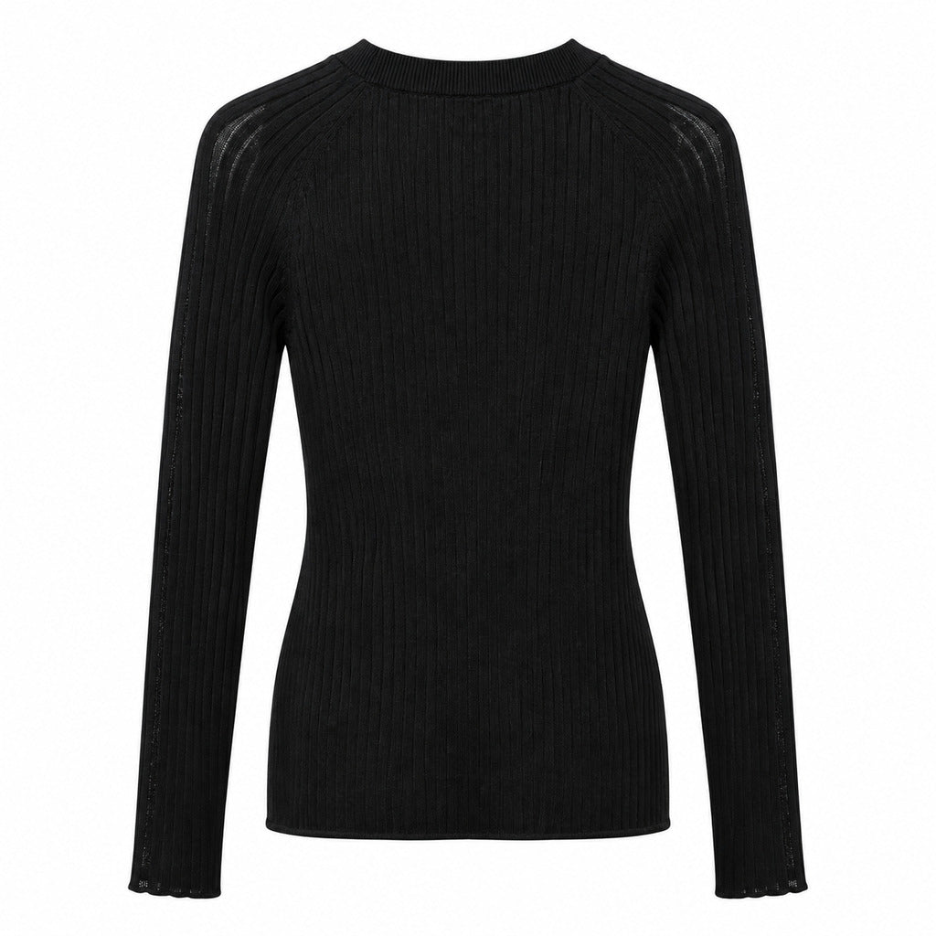 Anna Molinari – black ribbed long-sleeve top – back flat lay