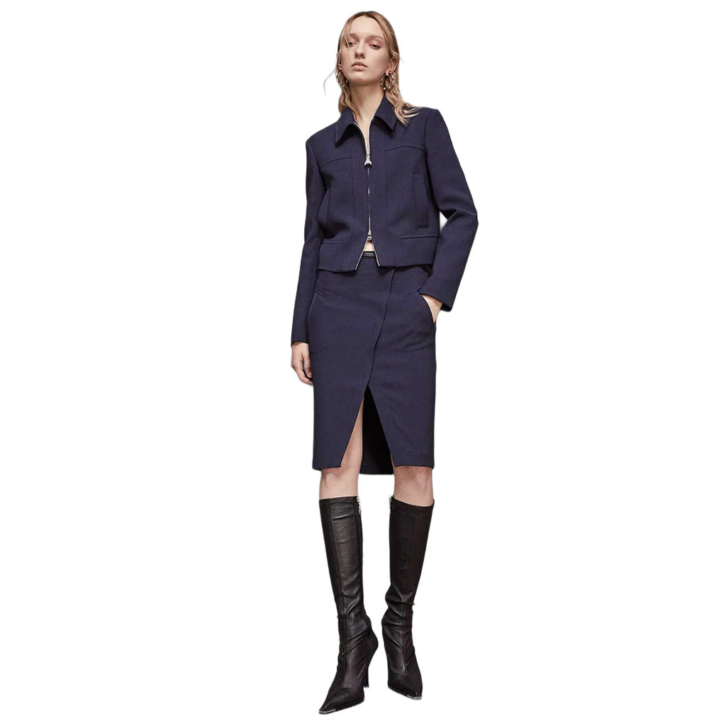 Patrizia Pepe – navy pencil skirt – full-length view styled with matching jacket