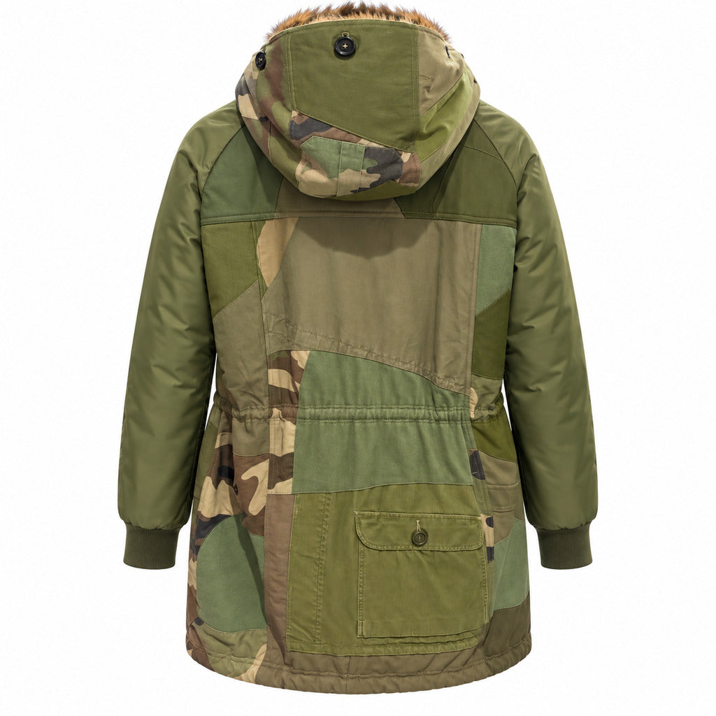 Dolce & Gabbana – green camouflage parka with fur-trimmed hood – back view