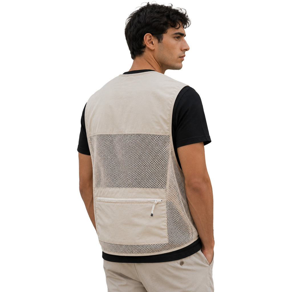 Parajumpers – beige mesh vest – back view showing mesh panels and zip pocket