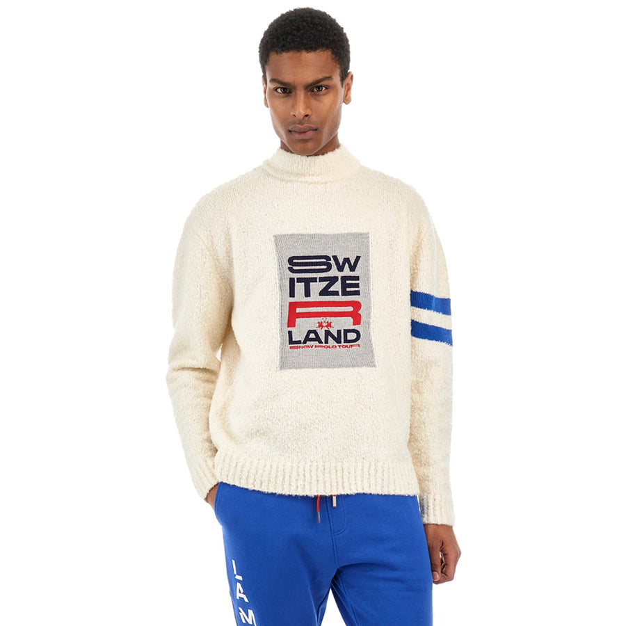 La Martina – Turtleneck Sweater in White – front view worn by model