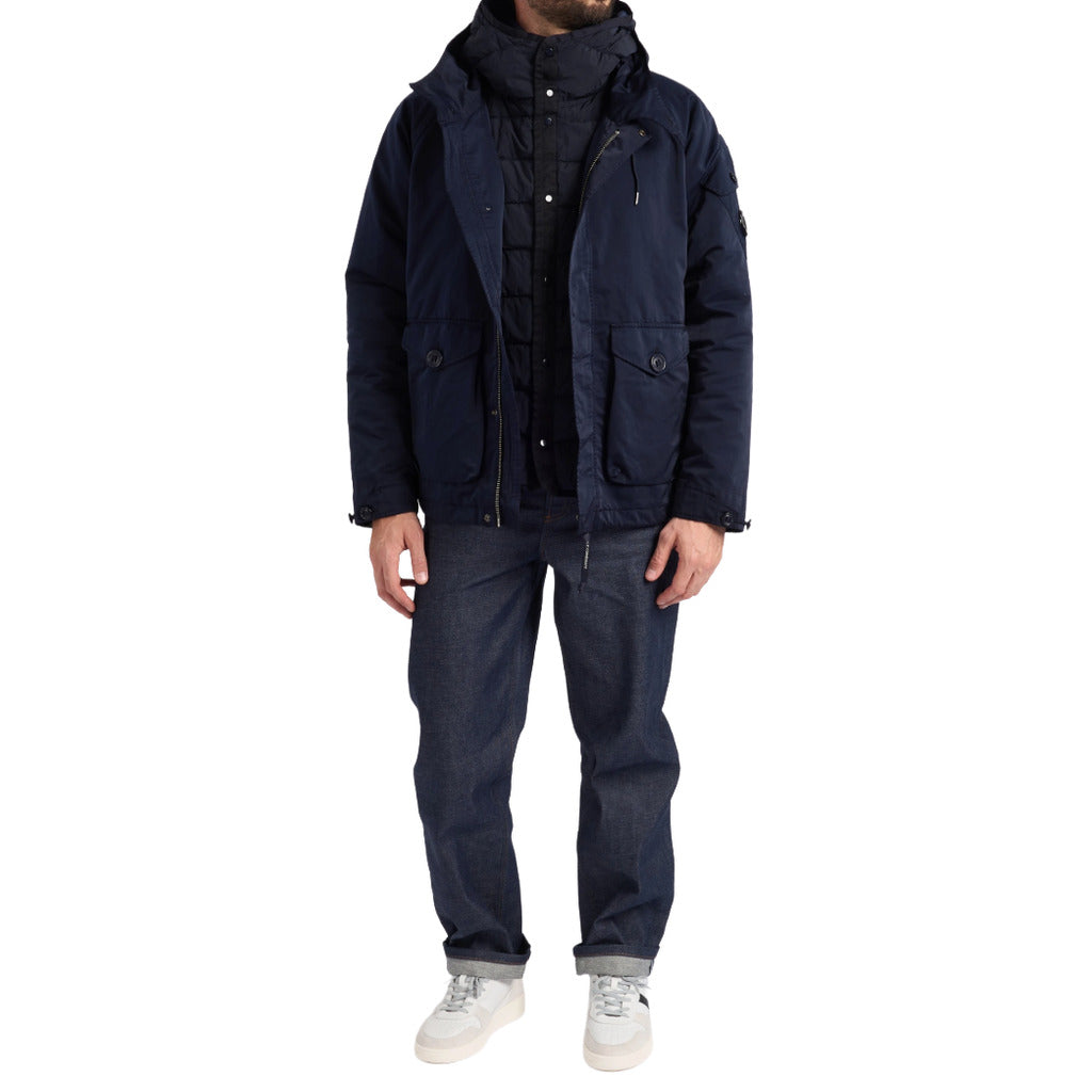 C.P. Company – Micro Kei navy hooded jacket – worn from the front with hood open