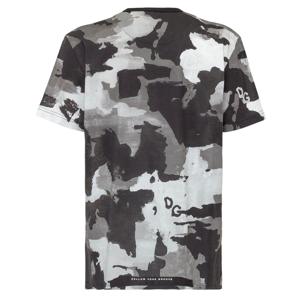 Dolce & Gabbana – DG Cotton T-Shirt – back view with grey camouflage print