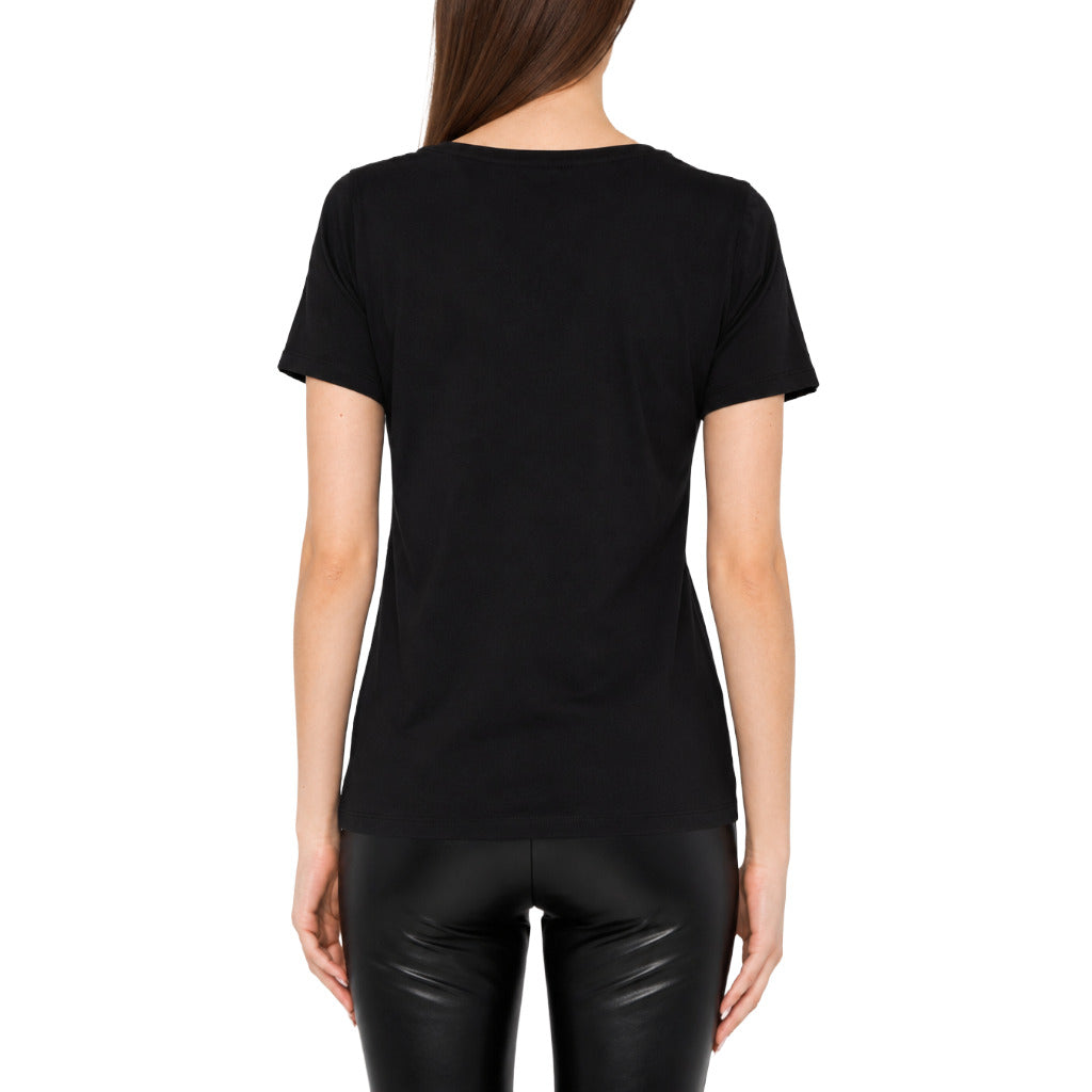 Patrizia Pepe – black rhinestone T-shirt – plain back view on model