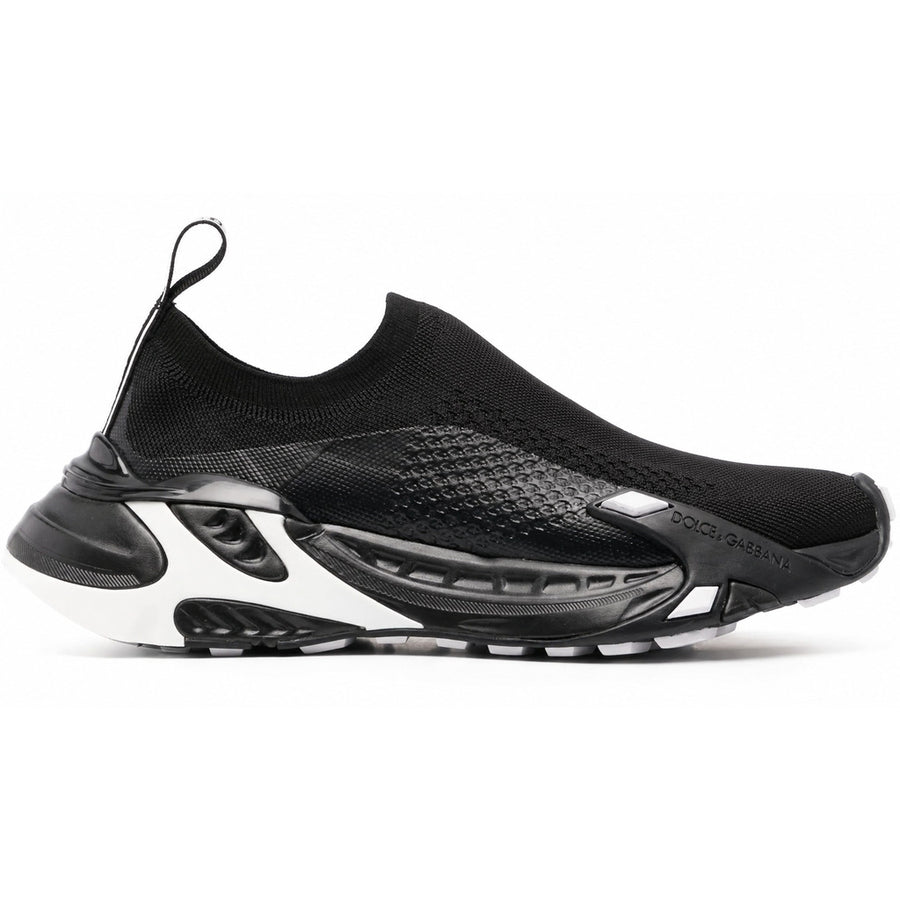 Dolce & Gabbana – black low-top knit sneakers – side profile showing textured upper and sculpted sole