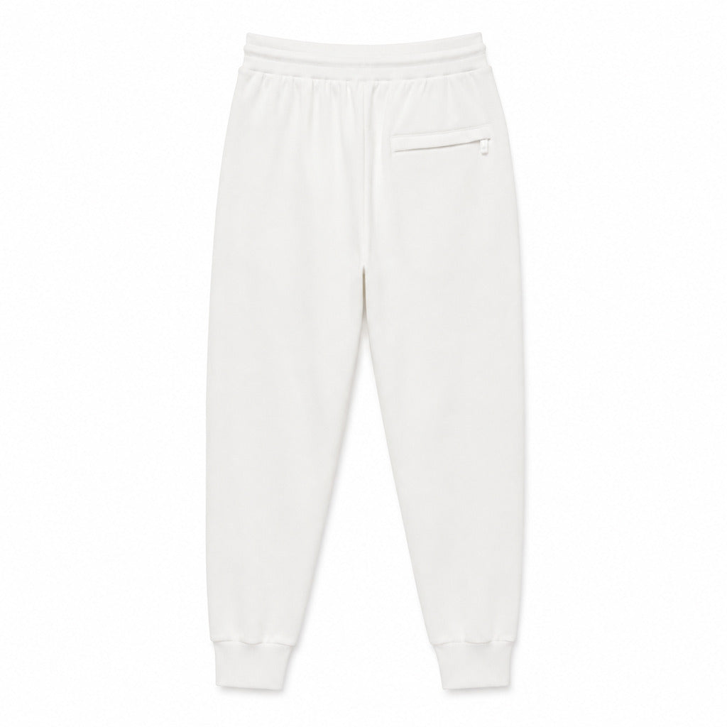 Dolce & Gabbana – white logo track pants – flat back view with single zip pocket