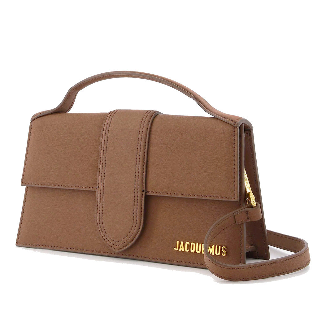 Jacquemus – Le Grand Bambino Suede Crossbody Bag – angled brown front view
