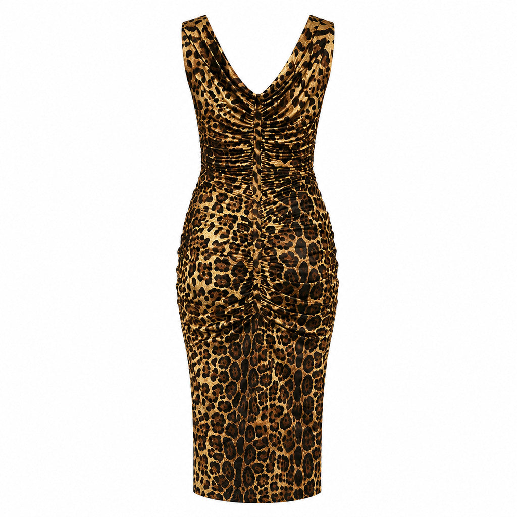 dolce & gabbana - Abito leopardato con arricciatura