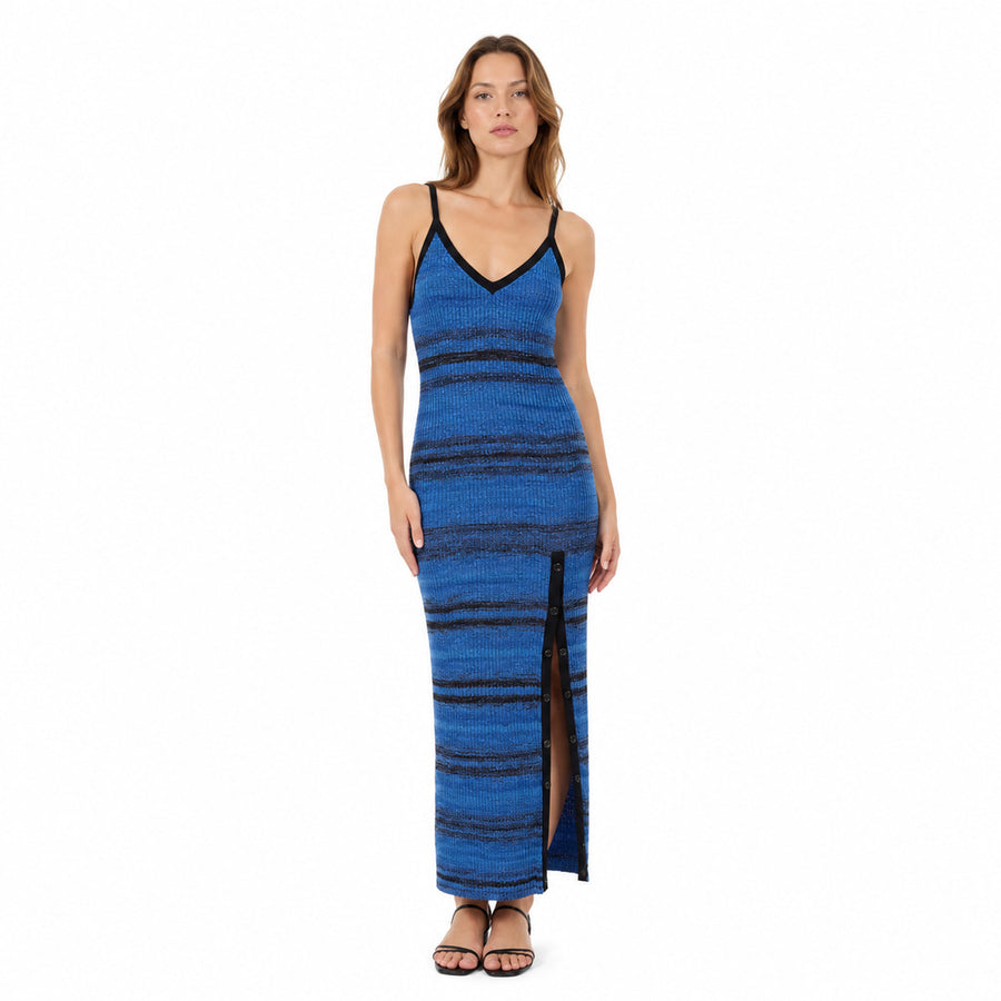 Patrizia Pepe – blue and black ombré dress – front view with long side slit