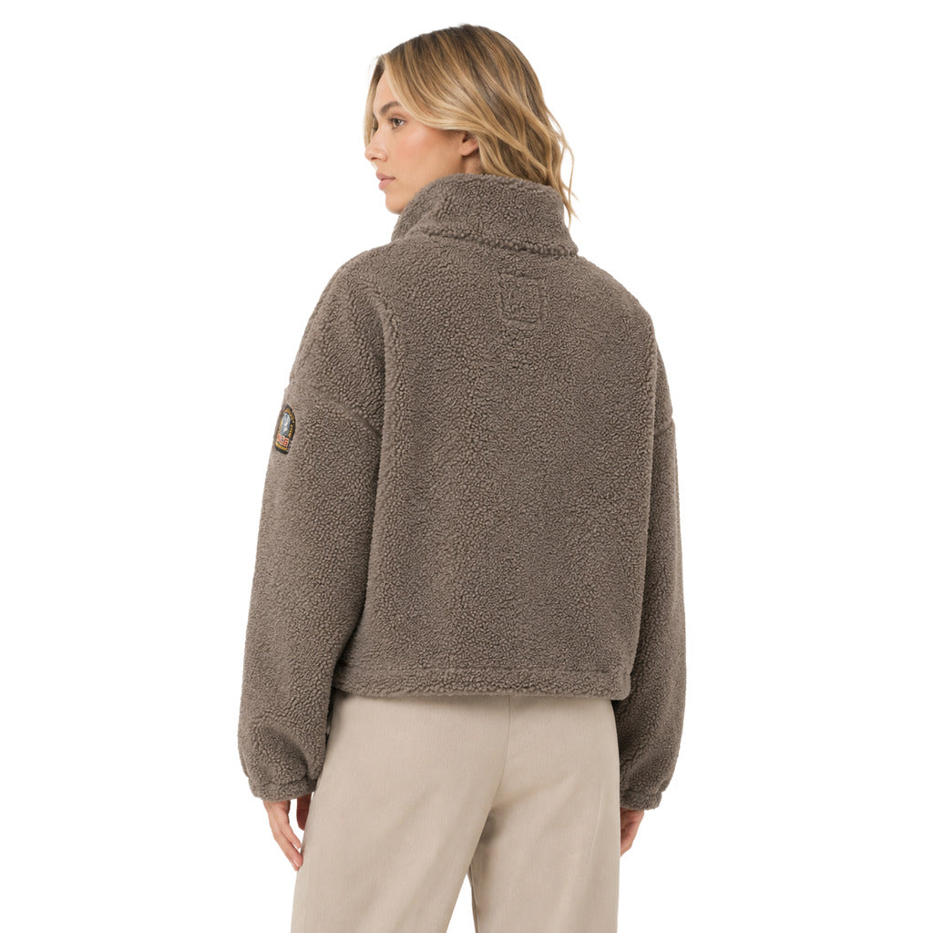 Parajumpers – Honka taupe teddy-texture zip-up jacket – model wearing it from the back