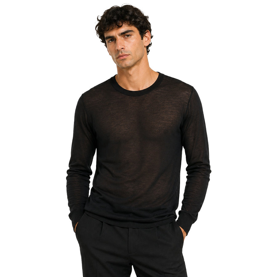 Dolce & Gabbana – black silk sweater – front view worn by model