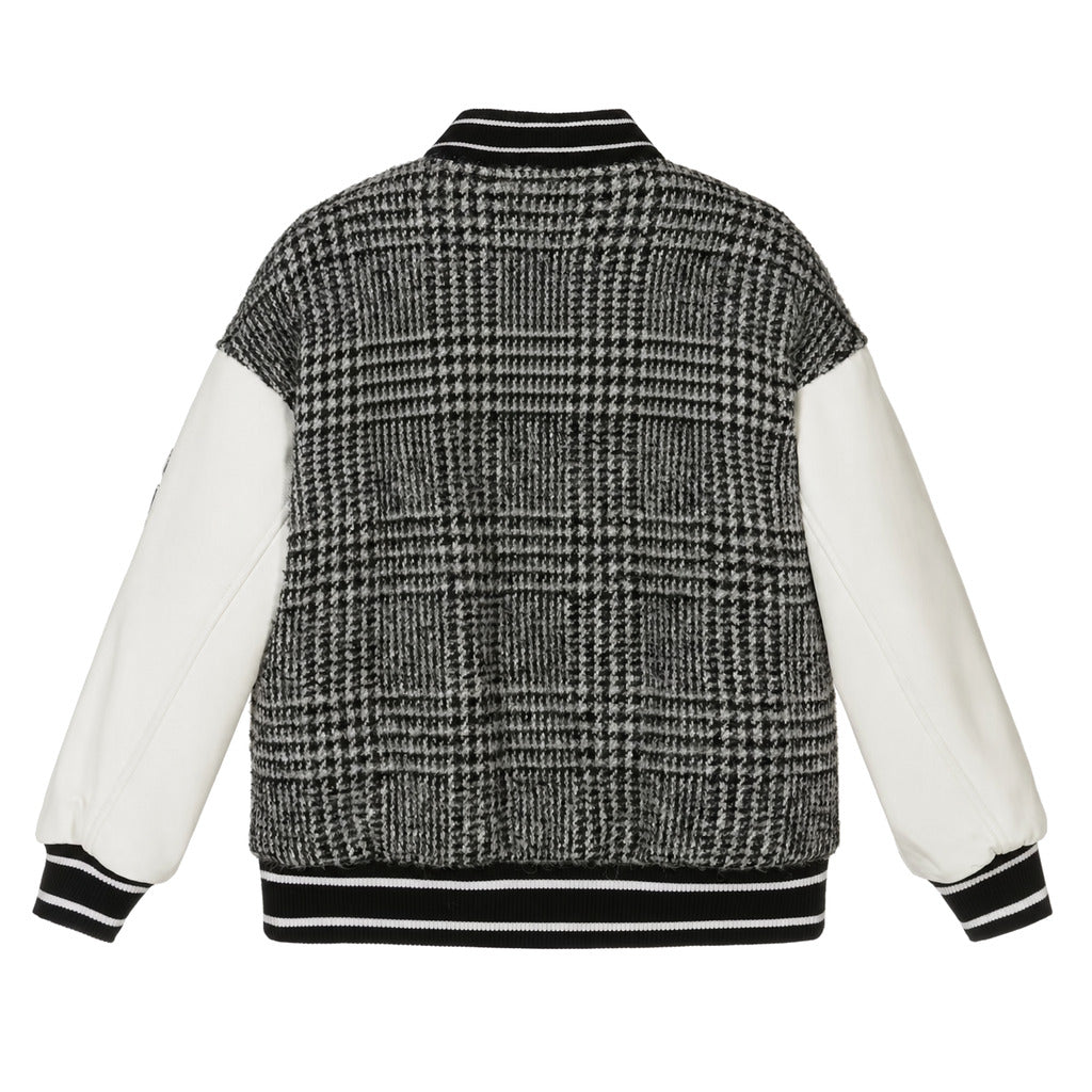 dolce & gabbana - grey wool check varsity jacket