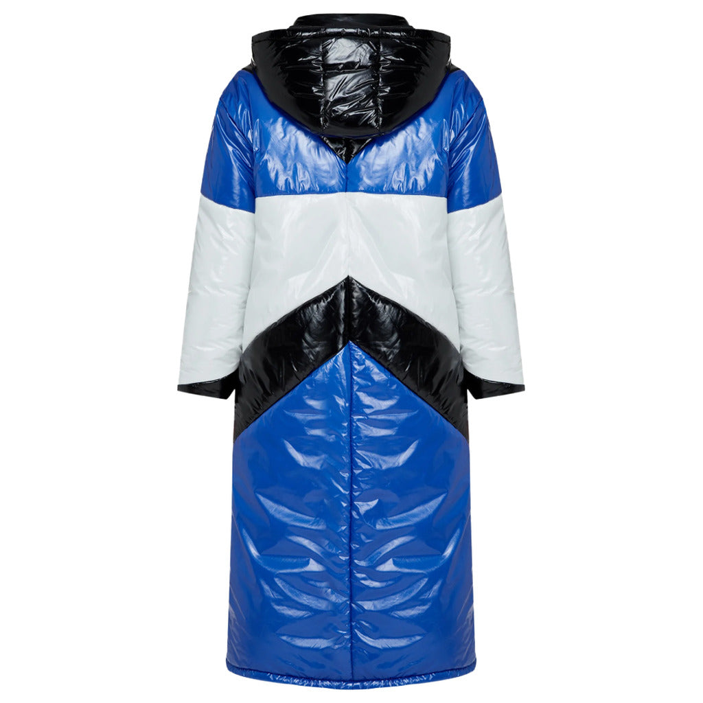 Patrizia Pepe – multicolor quilted down jacket – back view with hood