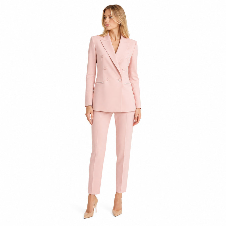 Pinko – Enver double-breasted pink jacket – front view on model
