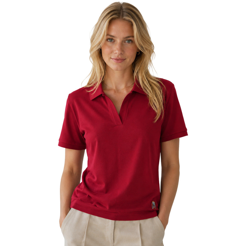 Parajumpers – Ginan red polo shirt – front view worn by model