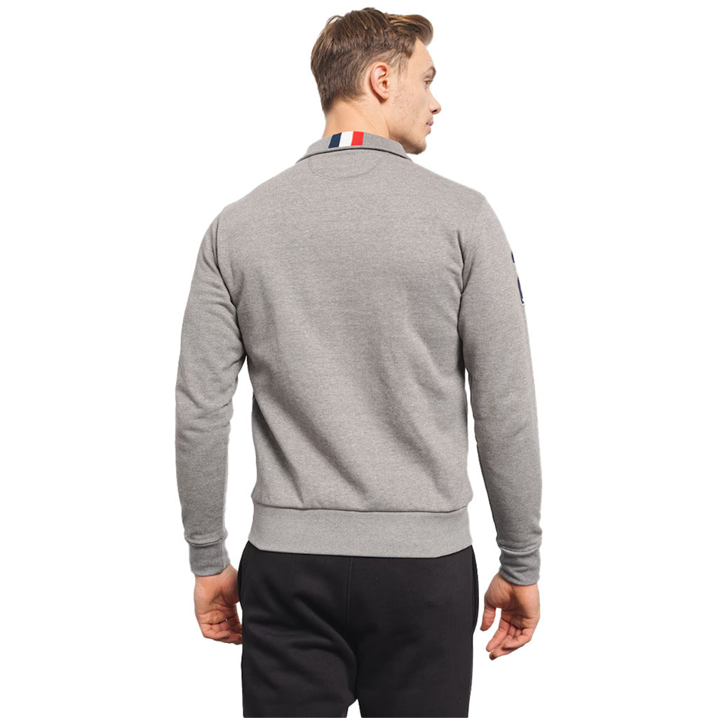 La Martina – Brushed Fleece Full-Zip Sweatshirt in Grey – back view with collar detail