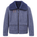 Jacket Blue Suede Shearling