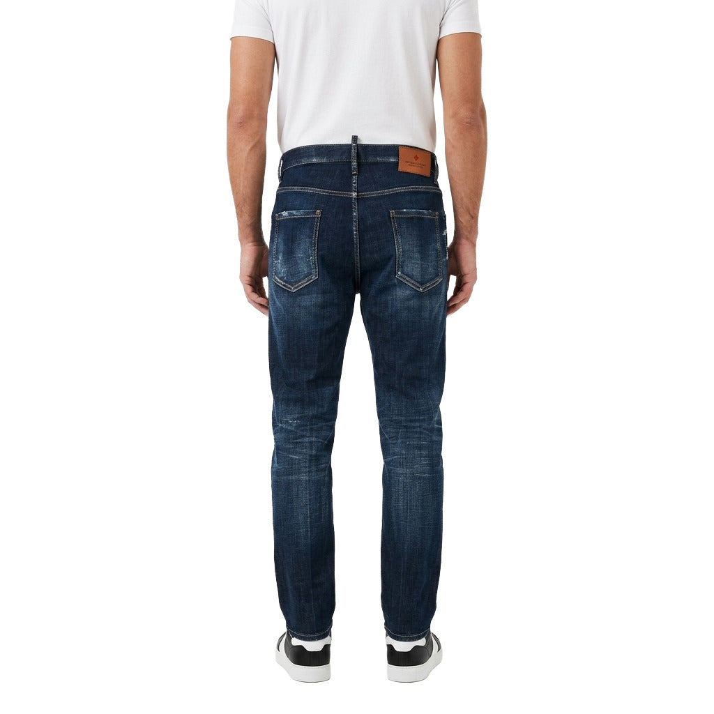 Dsquared2 – blue cotton-blend jeans – rear view showing back pockets and waistband label