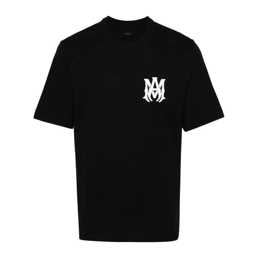 Amiri – black cotton T-shirt with short sleeves – front packshot with white chest logo
