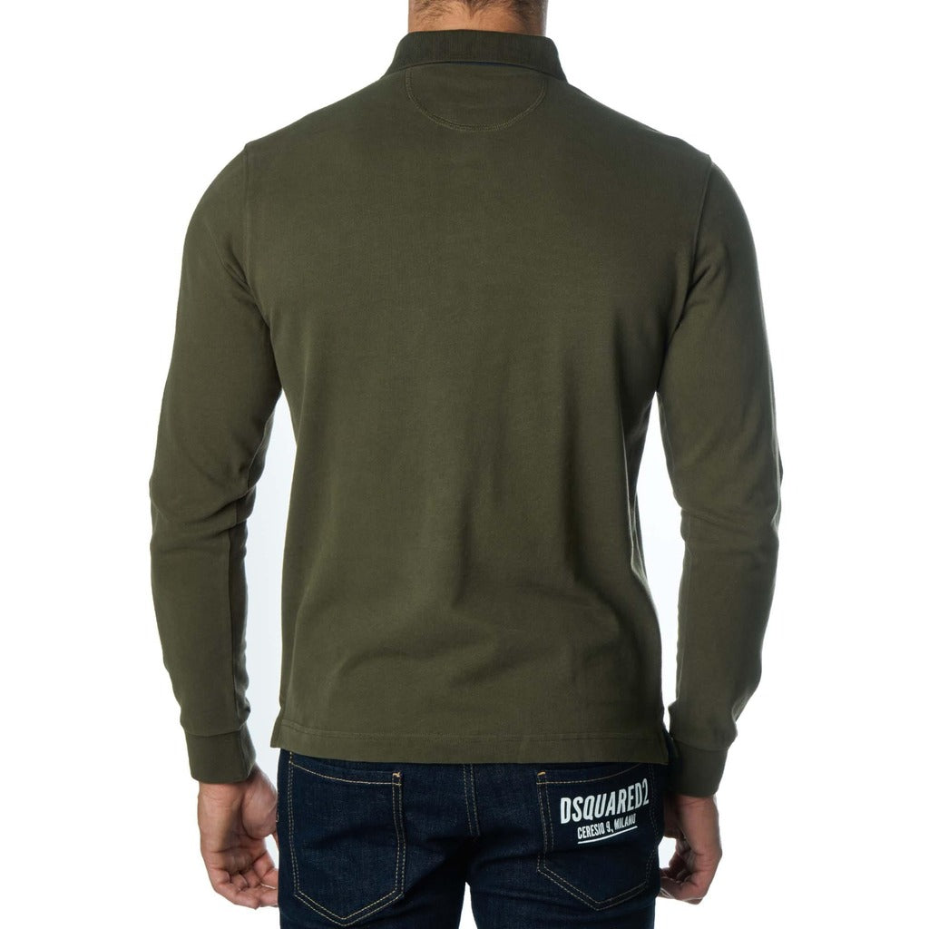 La Martina – Heavy Jersey Polo Shirt in Green – Back view on model